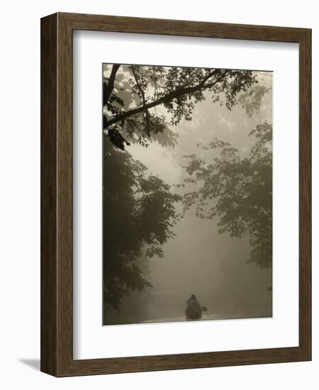 Tourists in Dugout Canoe, Yasuni National Park Biosphere Reserve, Amazon Rain Forest, Ecuador-Pete Oxford-Framed Photographic Print