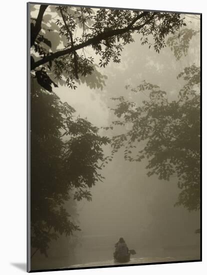 Tourists in Dugout Canoe, Yasuni National Park Biosphere Reserve, Amazon Rain Forest, Ecuador-Pete Oxford-Mounted Photographic Print