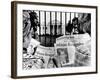 Tourists in Front of the White House Read Headlines, 'Nixon Resigning,' Aug 8, 1974-null-Framed Photo