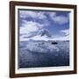 Tourists in Rigid Inflatable Boat Approach a Seal Lying on the Ice, Antarctica-Geoff Renner-Framed Photographic Print