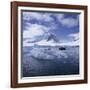 Tourists in Rigid Inflatable Boat Approach a Seal Lying on the Ice, Antarctica-Geoff Renner-Framed Photographic Print