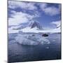 Tourists in Rigid Inflatable Boat Approach a Seal Lying on the Ice, Antarctica-Geoff Renner-Mounted Photographic Print