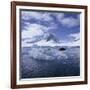 Tourists in Rigid Inflatable Boat Approach a Seal Lying on the Ice, Antarctica-Geoff Renner-Framed Photographic Print