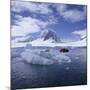 Tourists in Rigid Inflatable Boat Approach a Seal Lying on the Ice, Antarctica-Geoff Renner-Mounted Photographic Print