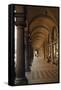 Tourists in the Corridor of a Building, Bologna, Emilia-Romagna, Italy-null-Framed Stretched Canvas