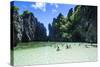 Tourists in the Hidden Bay with Clear Water in the Bacuit Archipelago, Palawan, Philippines-Michael Runkel-Stretched Canvas