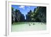 Tourists in the Hidden Bay with Clear Water in the Bacuit Archipelago, Palawan, Philippines-Michael Runkel-Framed Photographic Print