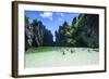 Tourists in the Hidden Bay with Clear Water in the Bacuit Archipelago, Palawan, Philippines-Michael Runkel-Framed Photographic Print