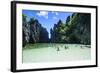 Tourists in the Hidden Bay with Clear Water in the Bacuit Archipelago, Palawan, Philippines-Michael Runkel-Framed Photographic Print
