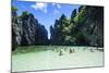 Tourists in the Hidden Bay with Clear Water in the Bacuit Archipelago, Palawan, Philippines-Michael Runkel-Mounted Photographic Print