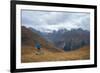 Tourists in the Mountains Standing on a Rock and Looking over the Valley. Overcast. Main Caucasian-Kotenko-Framed Photographic Print