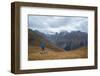 Tourists in the Mountains Standing on a Rock and Looking over the Valley. Overcast. Main Caucasian-Kotenko-Framed Photographic Print