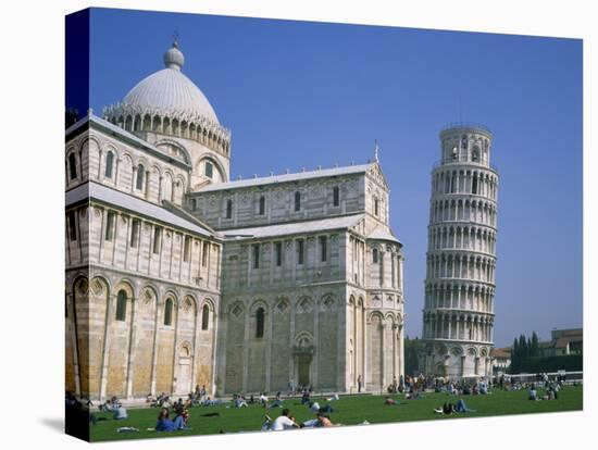 Tourists in the Piazza Del Duomo Near the Leaning Tower, Pisa, Tuscany, Italy-Rainford Roy-Stretched Canvas