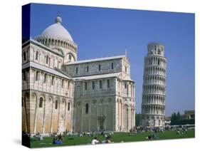 Tourists in the Piazza Del Duomo Near the Leaning Tower, Pisa, Tuscany, Italy-Rainford Roy-Stretched Canvas