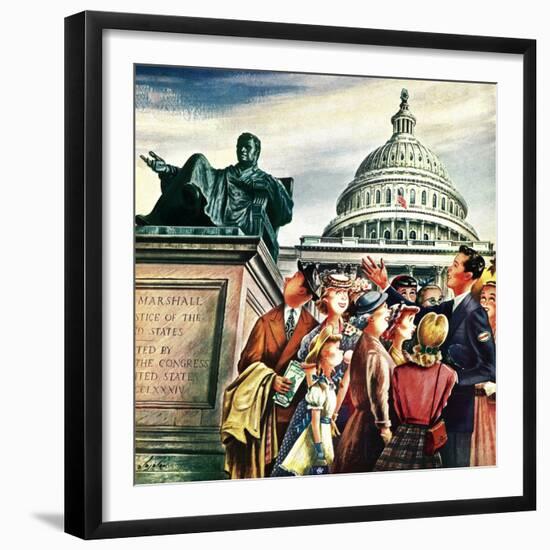 "Tourists in Washington D. C.," August 7, 1948-Constantin Alajalov-Framed Giclee Print