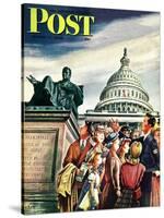 "Tourists in Washington D. C.," Saturday Evening Post Cover, August 7, 1948-Constantin Alajalov-Stretched Canvas