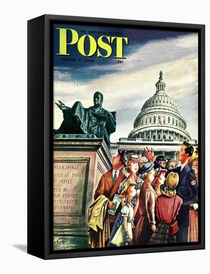 "Tourists in Washington D. C.," Saturday Evening Post Cover, August 7, 1948-Constantin Alajalov-Framed Stretched Canvas