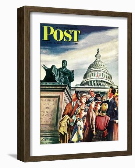 "Tourists in Washington D. C.," Saturday Evening Post Cover, August 7, 1948-Constantin Alajalov-Framed Giclee Print