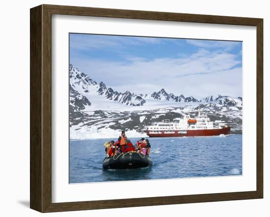 Tourists in Zodiac from Ice-Breaker Tour Ship, Spitsbergen, Norway-Tony Waltham-Framed Photographic Print