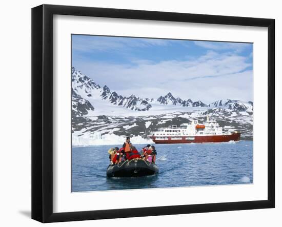 Tourists in Zodiac from Ice-Breaker Tour Ship, Spitsbergen, Norway-Tony Waltham-Framed Photographic Print