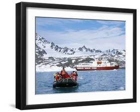 Tourists in Zodiac from Ice-Breaker Tour Ship, Spitsbergen, Norway-Tony Waltham-Framed Photographic Print