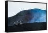 Tourists Looking at an Active Lava Eruption on the Tolbachik Volcano, Kamchatka, Russia, Eurasia-Michael Runkel-Framed Stretched Canvas