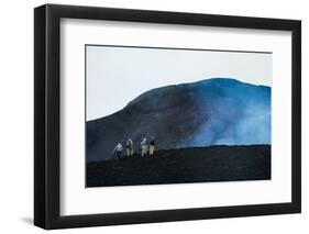 Tourists Looking at an Active Lava Eruption on the Tolbachik Volcano, Kamchatka, Russia, Eurasia-Michael Runkel-Framed Photographic Print