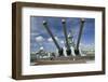 Tourists Looking at Gun Turret on Battleship Missouri-Jon Hicks-Framed Photographic Print