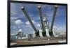 Tourists Looking at Gun Turret on Battleship Missouri-Jon Hicks-Framed Photographic Print