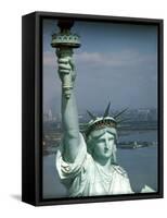 Tourists Looking Out from the Statue of Liberty Crown-Ralph Morse-Framed Stretched Canvas