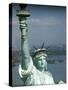 Tourists Looking Out from the Statue of Liberty Crown-Ralph Morse-Stretched Canvas