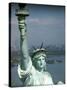 Tourists Looking Out from the Statue of Liberty Crown-Ralph Morse-Stretched Canvas