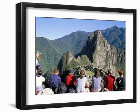 Tourists Looking out Over Machu Picchu, Unesco World Heritage Site, Peru, South America-Jane Sweeney-Framed Photographic Print