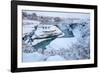 Tourists looking over waterfall and cascades, Patagonia, Chile-Nick Garbutt-Framed Photographic Print