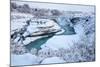 Tourists looking over waterfall and cascades, Patagonia, Chile-Nick Garbutt-Mounted Photographic Print