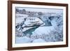 Tourists looking over waterfall and cascades, Patagonia, Chile-Nick Garbutt-Framed Photographic Print