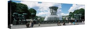 Tourists Near a Fountain in a Park, the Fountain, Gustav Vigeland Sculpture Park, Frogner Park-null-Stretched Canvas