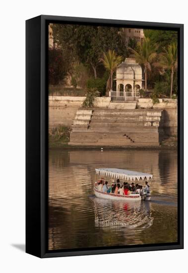 Tourists on a Boat on Lake Pichola in Udaipur, Rajasthan, India, Asia-Martin Child-Framed Stretched Canvas