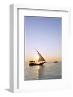 Tourists on a sunset cruise on the Indian Ocean, Nungwi, Island of Zanzibar, Tanzania, East Africa-Christian Kober-Framed Photographic Print