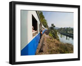 Tourists on a Train Ride on the Death Railway Along the River Kwai, Kanchanaburi, Thailand-Matthew Williams-Ellis-Framed Photographic Print