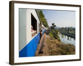 Tourists on a Train Ride on the Death Railway Along the River Kwai, Kanchanaburi, Thailand-Matthew Williams-Ellis-Framed Photographic Print