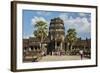 Tourists on Ancient Sandstone Causeway to Angkor Wat, Siem Reap-David Wall-Framed Photographic Print