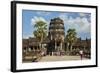 Tourists on Ancient Sandstone Causeway to Angkor Wat, Siem Reap-David Wall-Framed Photographic Print