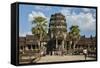 Tourists on Ancient Sandstone Causeway to Angkor Wat, Siem Reap-David Wall-Framed Stretched Canvas