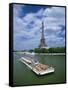 Tourists on Bateau Mouche on the River Seine, in Paris, France-null-Framed Stretched Canvas