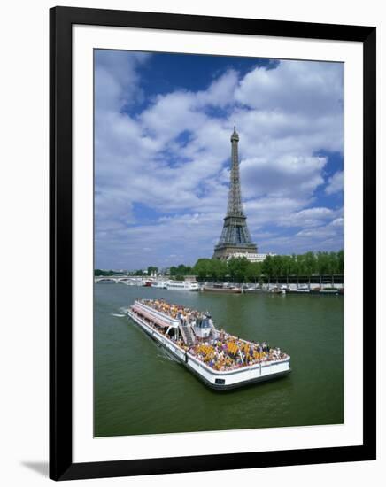 Tourists on Bateau Mouche on the River Seine, in Paris, France-null-Framed Photographic Print