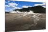 Tourists on Boardwalk in Silhouette, Grand Prismatic Spring, Midway Geyser Basin-Eleanor Scriven-Mounted Photographic Print