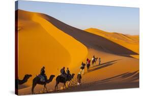 Tourists on Camel Safari, Sahara Desert, Merzouga, Morocco, North Africa, Africa-Doug Pearson-Stretched Canvas