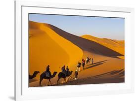 Tourists on Camel Safari, Sahara Desert, Merzouga, Morocco, North Africa, Africa-Doug Pearson-Framed Photographic Print