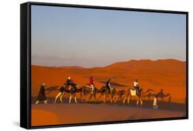 Tourists on Camel Safari, Sahara Desert, Merzouga, Morocco, North Africa, Africa-Doug Pearson-Framed Stretched Canvas